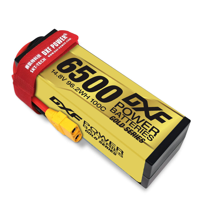 (GE)DXF Lipo Battery 4S 14.8V 6500MAH 100C GoldSeries Graphene lipo Hardcase with EC5 and XT90 Plug for Rc 1/8 1/10 Buggy Truck Car Off-Road Drone