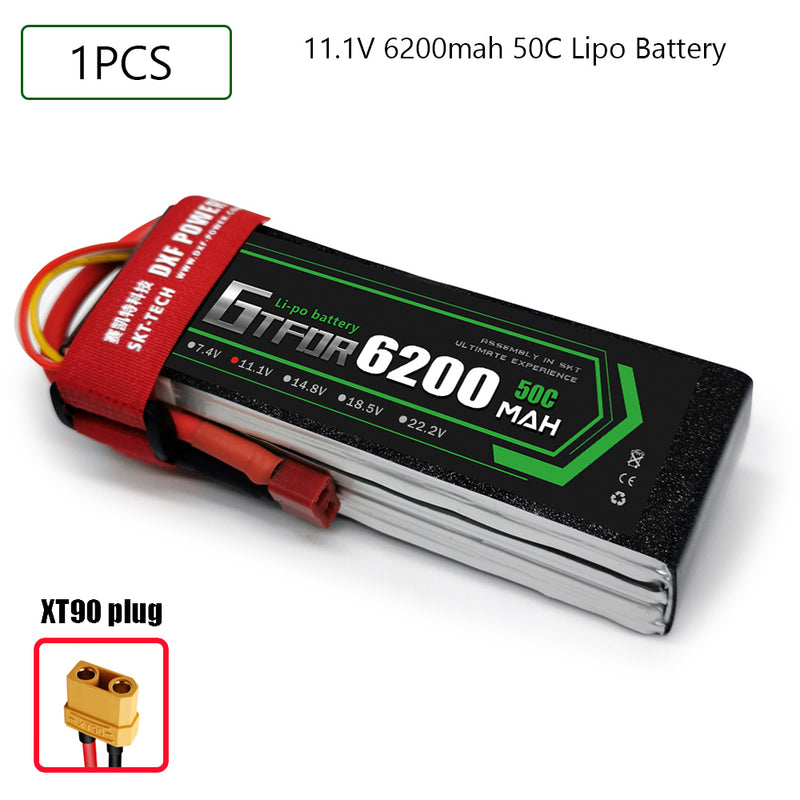 (CN)GTFDR 3S Lipo Battery 11.1V 50C  6200mAh Soft Case Battery with EC5 XT90 Connector for Car Truck Tank RC Buggy Truggy Racing Hobby