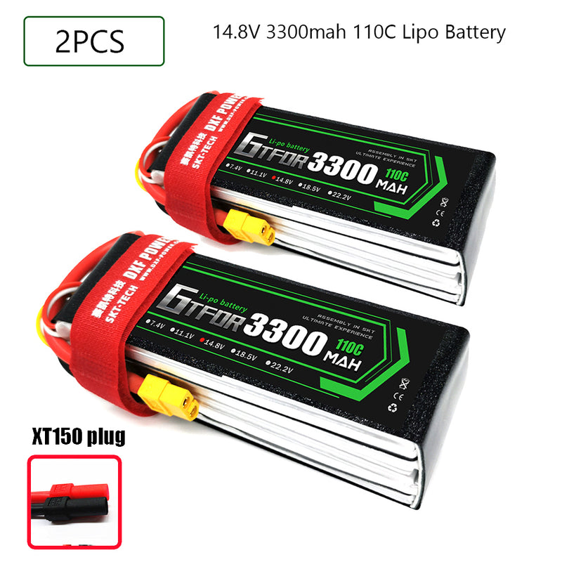 (CN)GTFDR 4S Lipo Battery 14.8V 110C 3300mAh Soft Case Battery with EC5 XT90 Connector for Car Truck Tank RC Buggy Truggy Racing Hobby