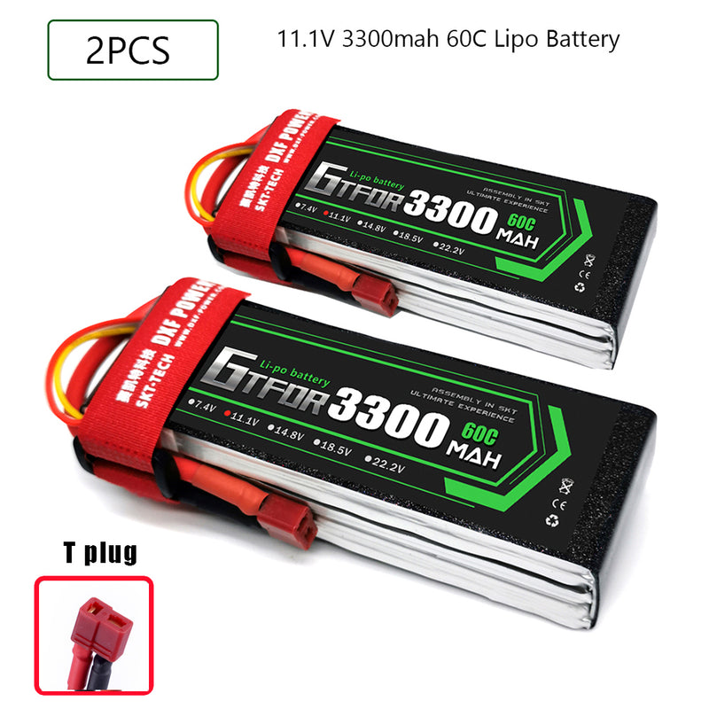 (CN)GTFDR 3S Lipo Battery 11.1V 60C 3300mAh Soft Case Battery with EC5 XT90 Connector for Car Truck Tank RC Buggy Truggy Racing Hobby