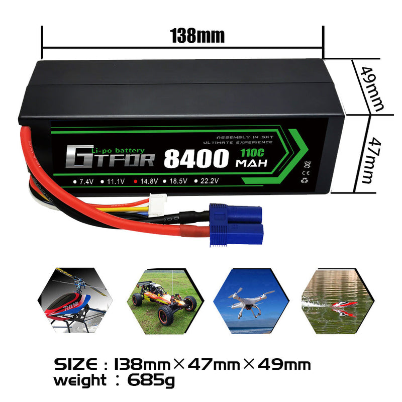 (PL)GTFDR Lipo Battery 4S 14.8V 8400mAh 110C/220C HardCase Lipo Battery for RC HPI HSP 1/8 1/10 Buggy RC Car Truck