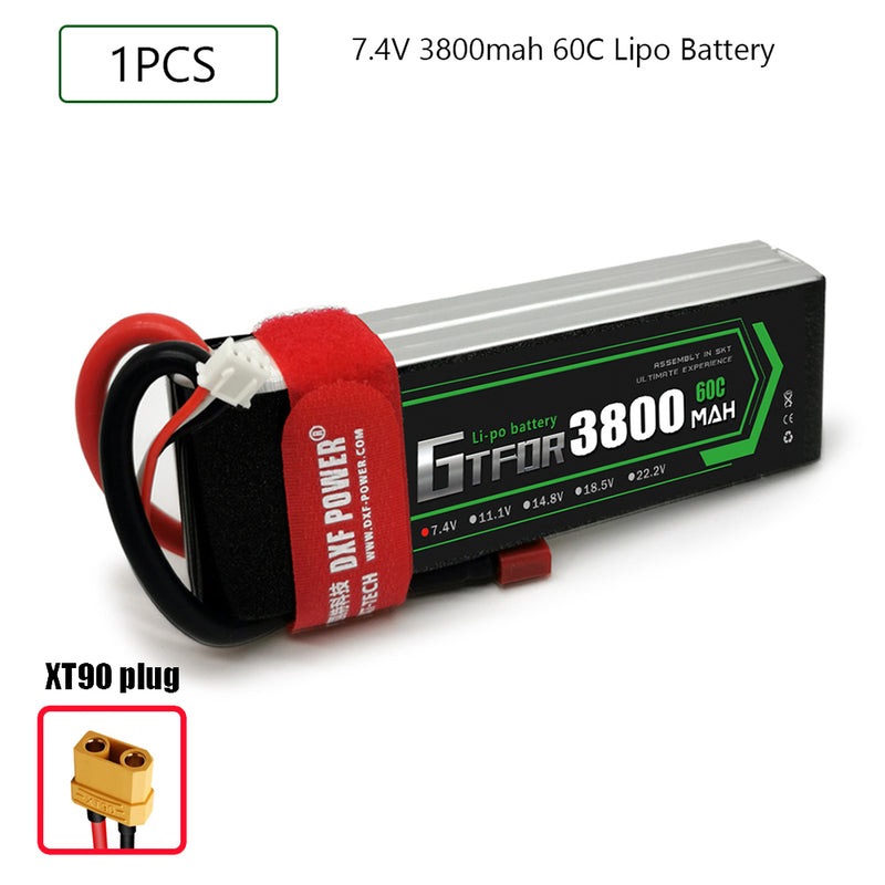 (CN)GTFDR 2S Lipo Battery 7.4V 60C 3800mAh Soft Case Battery with EC5 XT90 Connector for Car Truck Tank RC Buggy Truggy Racing Hobby