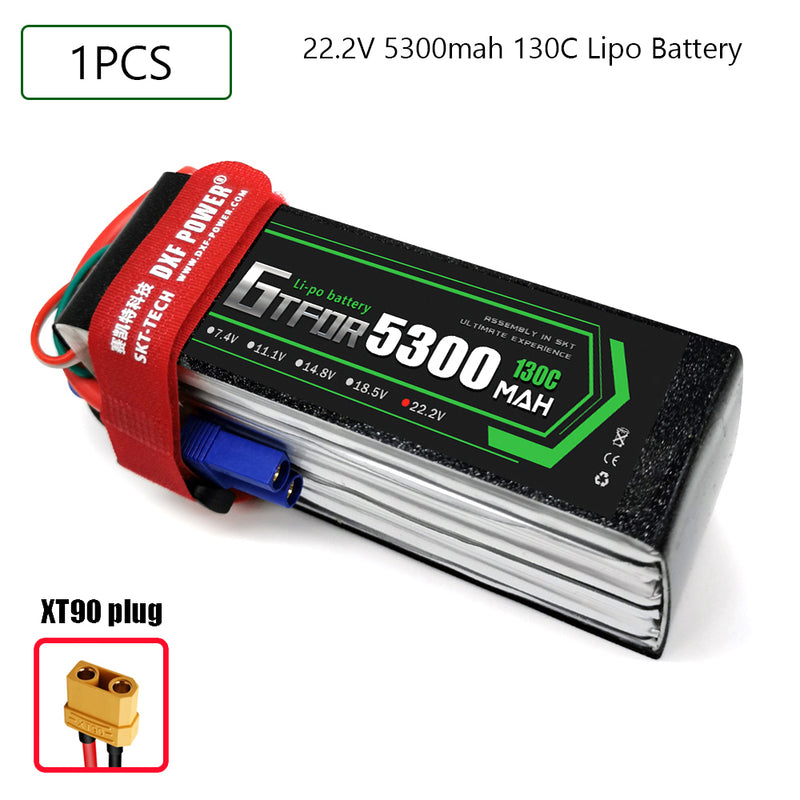 (CN)GTFDR 6S Lipo Battery 22.2V 130C 5300mAh Soft Case Battery with EC5 XT90 Connector for Car Truck Tank RC Buggy Truggy Racing Hobby