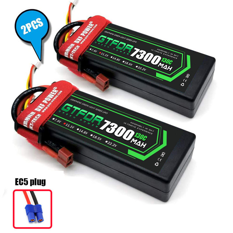 (CN)GTFDR 3S Lipo Battery 7300mAh 11.1V 130C Hardcase EC5 Plug for RC Buggy Truggy 1/10 Scale Racing Helicopters RC Car Boats