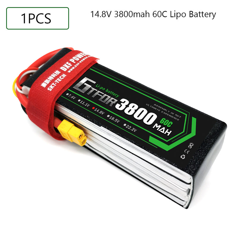 (CN)GTFDR 4S Lipo Battery 14.8V 60C 3800mAh Soft Case Battery with EC5 XT90 Connector for Car Truck Tank RC Buggy Truggy Racing Hobby