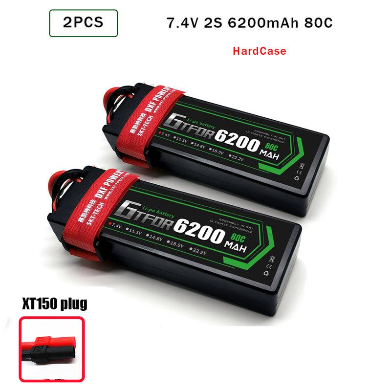 (CN)GTFDR 2S Lipo Battery 6200mAh 7.4V 80C Hardcase EC5 Plug for RC Buggy Truggy 1/10 Scale Racing Helicopters RC Car Boats