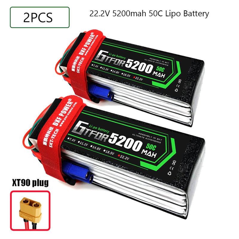 (CN)GTFDR 6S Lipo Battery 22.2V 50C 5200mAh Soft Case Battery with EC5 XT90 Connector for Car Truck Tank RC Buggy Truggy Racing Hobby