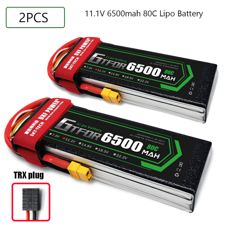 (CN)GTFDR 3S Lipo Battery 11.1V 80C 6500mAh Soft Case Battery with EC5 XT90 Connector for Car Truck Tank RC Buggy Truggy Racing Hobby