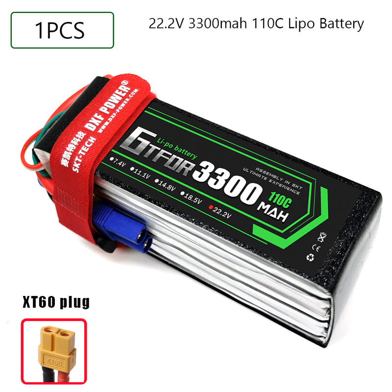 (CN)GTFDR 6S Lipo Battery 22.2V 110C 3300mAh Soft Case Battery with EC5 XT90 Connector for Car Truck Tank RC Buggy Truggy Racing Hobby