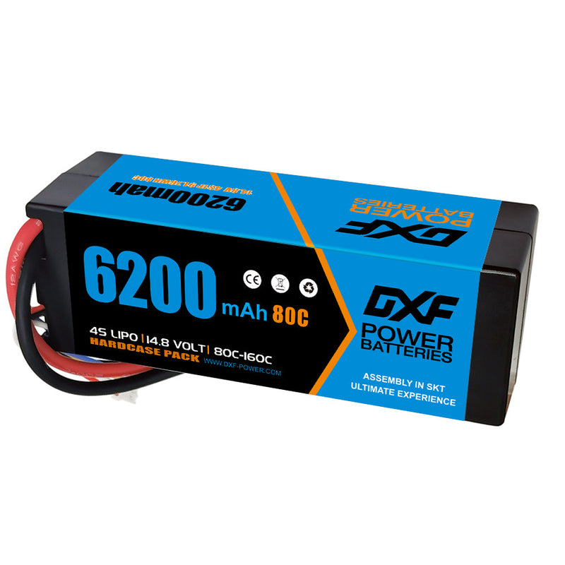 (PL)DXF Lipo Battery 4S 14.8V 6200MAH 80C  lipo Hardcase XT90 Plug for Rc 1/8 1/10 Buggy Truck Car Off-Road Drone