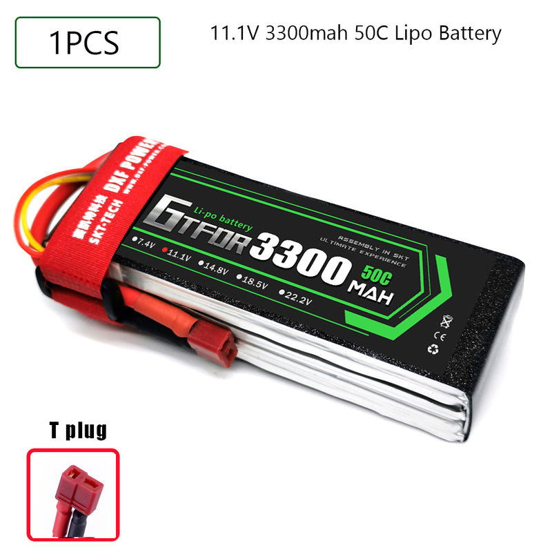 (CN)GTFDR 3S Lipo Battery 11.1V 50C 3300mAh Soft Case Battery with EC5 XT90 Connector for Car Truck Tank RC Buggy Truggy Racing Hobby