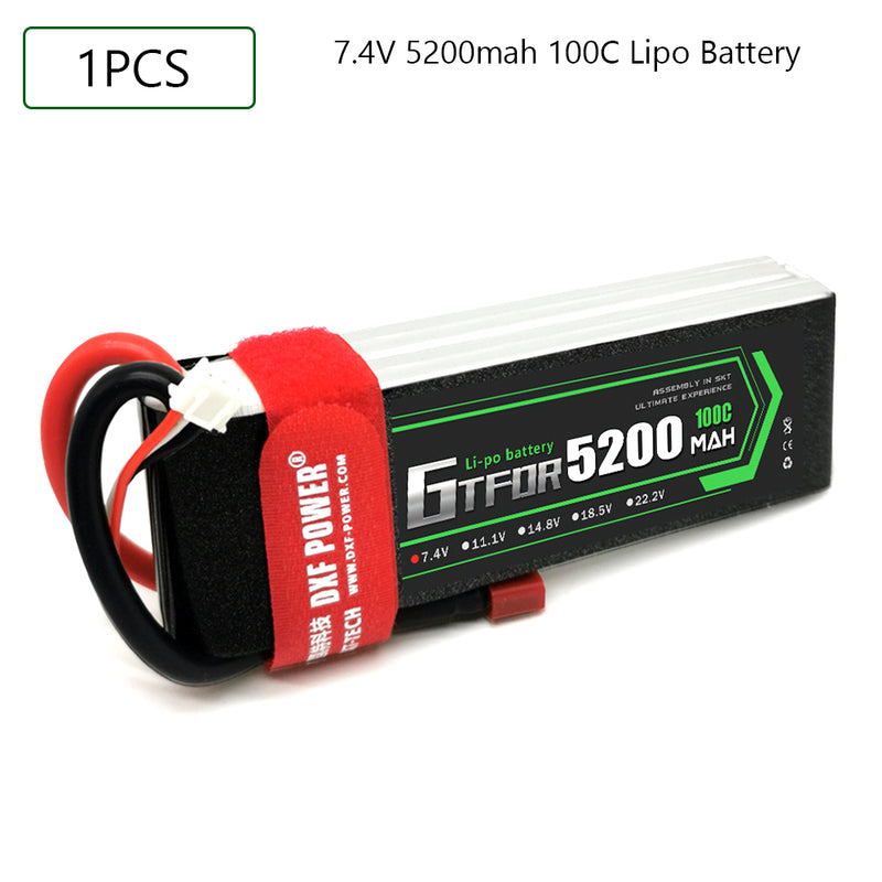 (CN)GTFDR 2S Lipo Battery 7.4V 100C 5200mAh Soft Case Battery with EC5 XT90 Connector for Car Truck Tank RC Buggy Truggy Racing Hobby