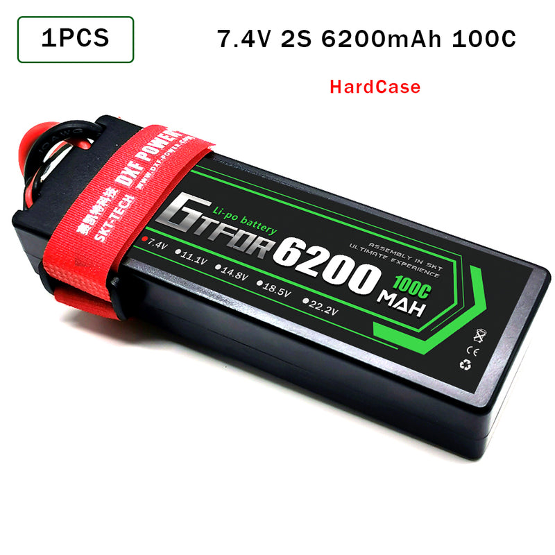 (CN)GTFDR 2S Lipo Battery 6200mAh 7.4V 100C Hardcase EC5 Plug for RC Buggy Truggy 1/10 Scale Racing Helicopters RC Car Boats