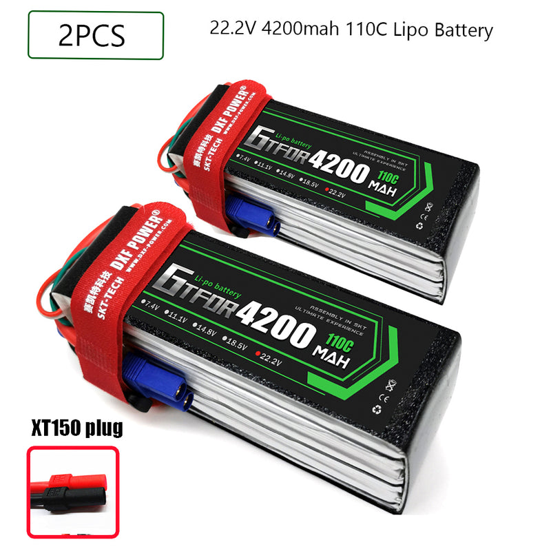 (CN)GTFDR 6S Lipo Battery 22.2V 110C 4200mAh Soft Case Battery with EC5 XT90 Connector for Car Truck Tank RC Buggy Truggy Racing Hobby