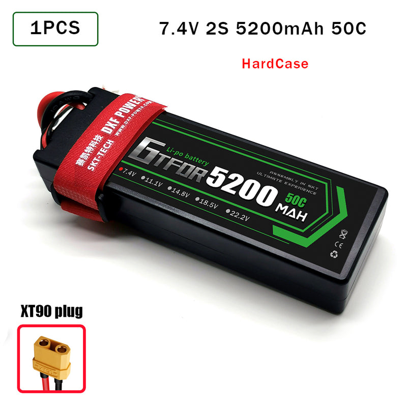 (CN) GTFDR 2S 7.4V Lipo Battery 50C 5200mAh for RC 1/10 1/8 Vehicles Car Truck Tank Truggy Competition Racing Hobby