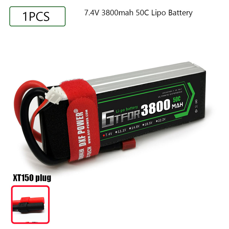 (CN) GTFDR 2S Lipo Battery 7.4V 50C 3800mAh Soft Case Battery with EC5 XT90 Connector for Car Truck Tank RC Buggy Truggy Racing Hobby