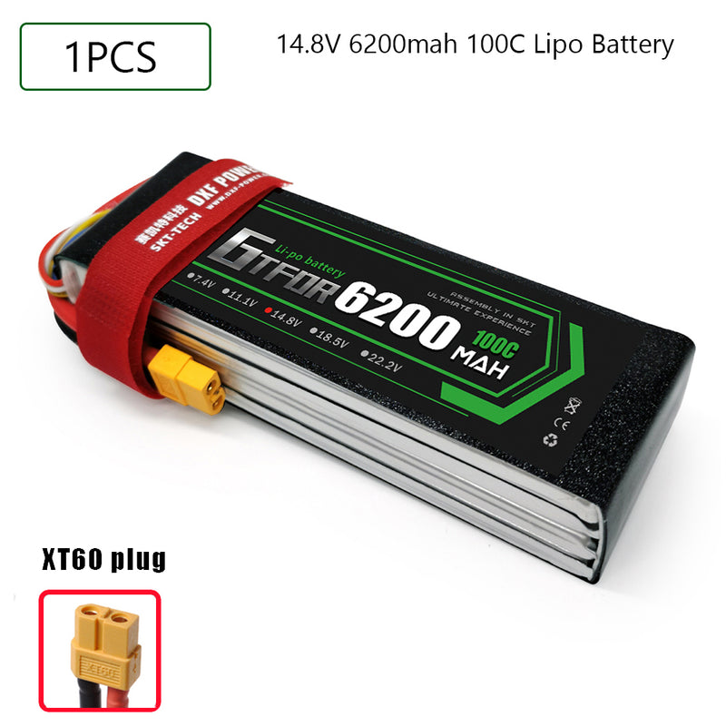 (CN)GTFDR 4S Lipo Battery 14.8V 100C 6200mAh Soft Case Battery with EC5 XT90 Connector for Car Truck Tank RC Buggy Truggy Racing Hobby