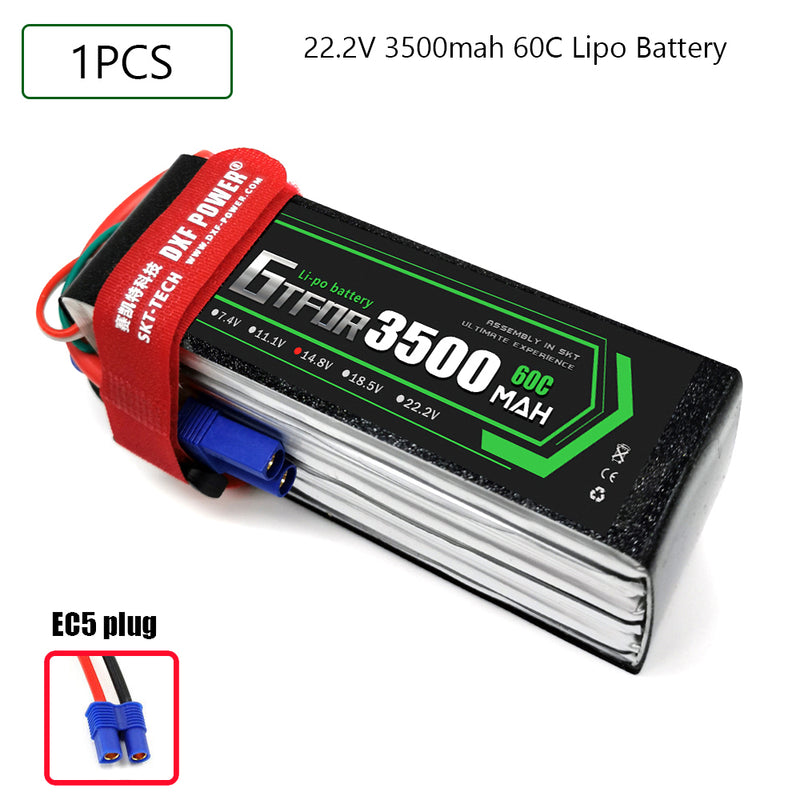 (CN)GTFDR 6S Lipo Battery 22.2V 60C 3500mAh Soft Case Battery with EC5 XT90 Connector for Car Truck Tank RC Buggy Truggy Racing Hobby