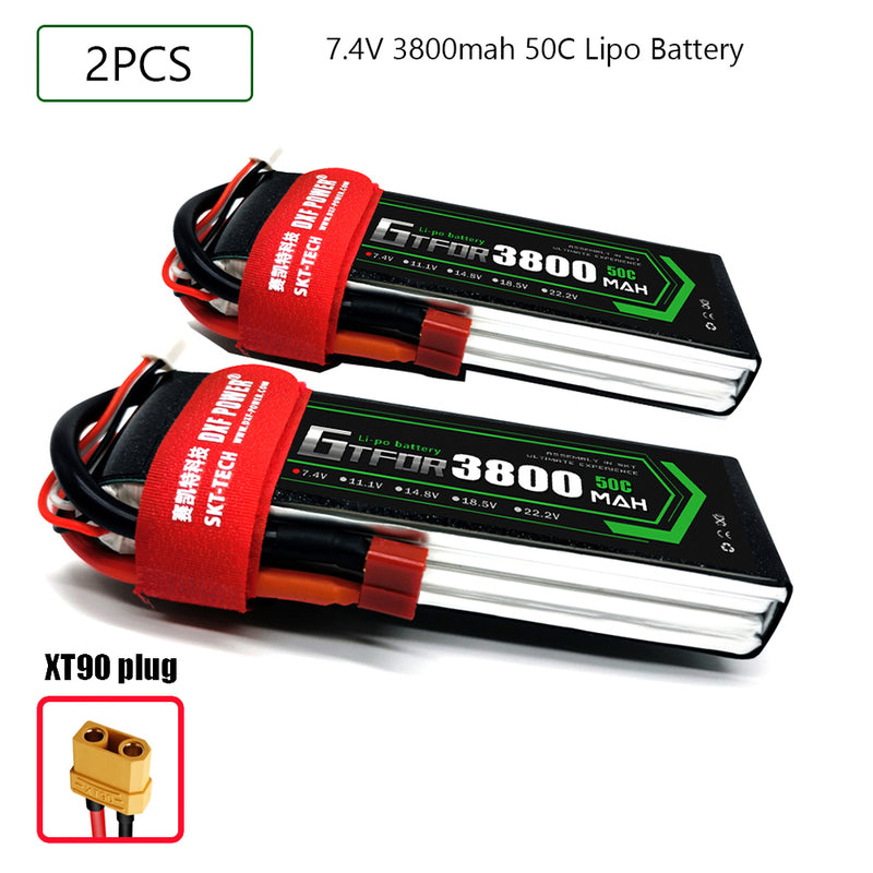 (CN) GTFDR 2S Lipo Battery 7.4V 50C 3800mAh Soft Case Battery with EC5 XT90 Connector for Car Truck Tank RC Buggy Truggy Racing Hobby