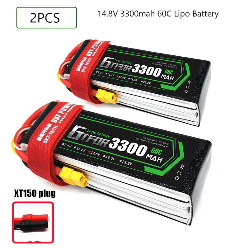 (CN)GTFDR 4S Lipo Battery 14.8V 60C 3300mAh Soft Case Battery with EC5 XT90 Connector for Car Truck Tank RC Buggy Truggy Racing Hobby