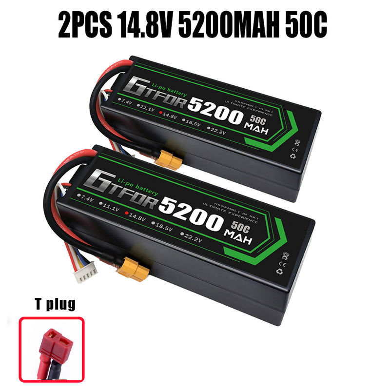 (CN)GTFDR 4S Lipo Battery 5200mAh 14.8V 50C Hardcase EC5 Plug for RC Buggy Truggy 1/10 Scale Racing Helicopters RC Car Boats