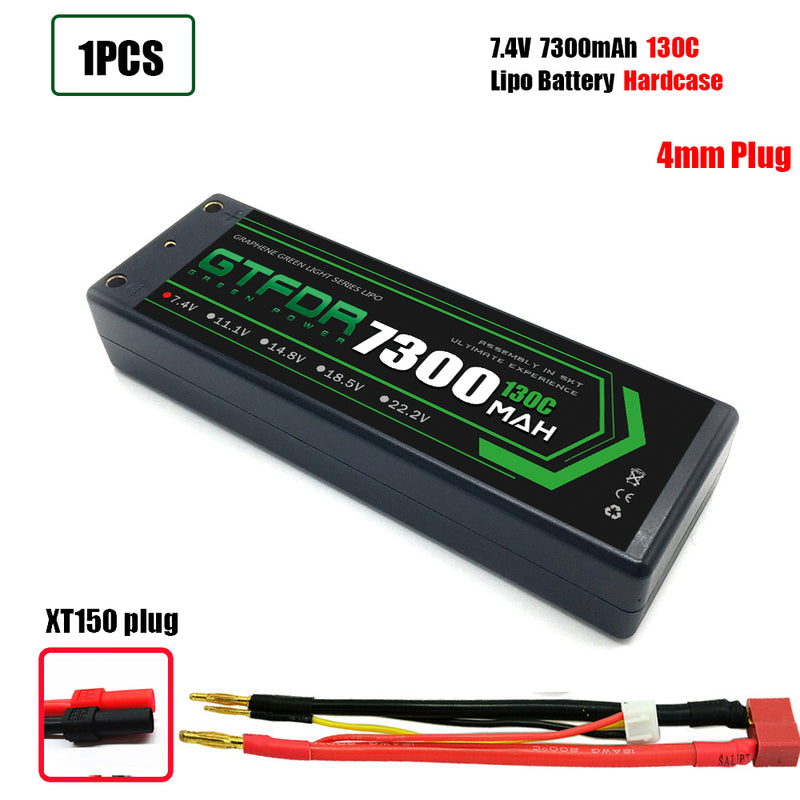 (CN)GTFDR 2S Lipo Battery 7300mAh 7.4V 130C 4mm Hardcase EC5 Plug for RC Buggy Truggy 1/10 Scale Racing Helicopters RC Car Boats