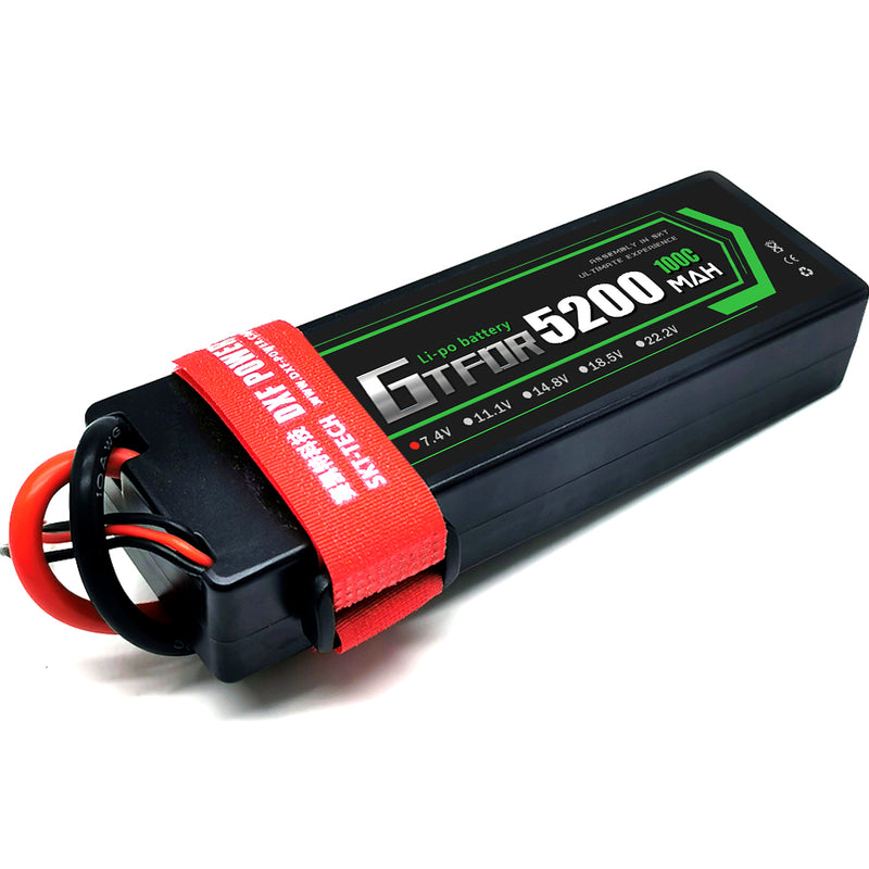 (CN) GTFDR 2S 7.4V Lipo Battery 100C 5200mAh for RC 1/10 1/8 Vehicles Car Truck Tank Truggy Competition Racing Hobby