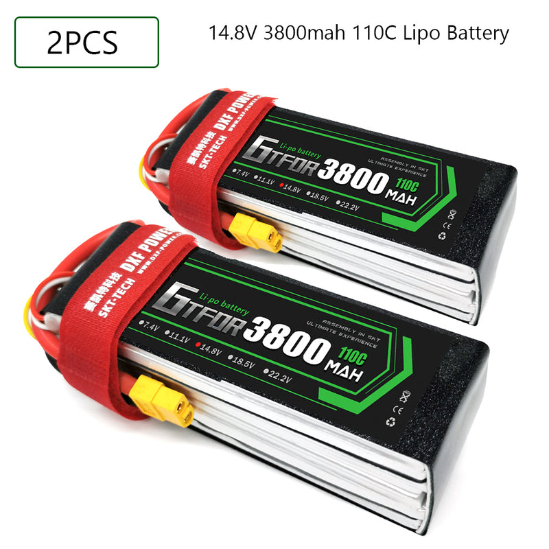 (CN)GTFDR 4S Lipo Battery 14.8V 110C 3800mAh Soft Case Battery with EC5 XT90 Connector for Car Truck Tank RC Buggy Truggy Racing Hobby