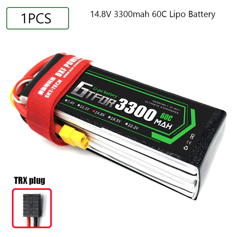 (CN)GTFDR 4S Lipo Battery 14.8V 60C 3300mAh Soft Case Battery with EC5 XT90 Connector for Car Truck Tank RC Buggy Truggy Racing Hobby