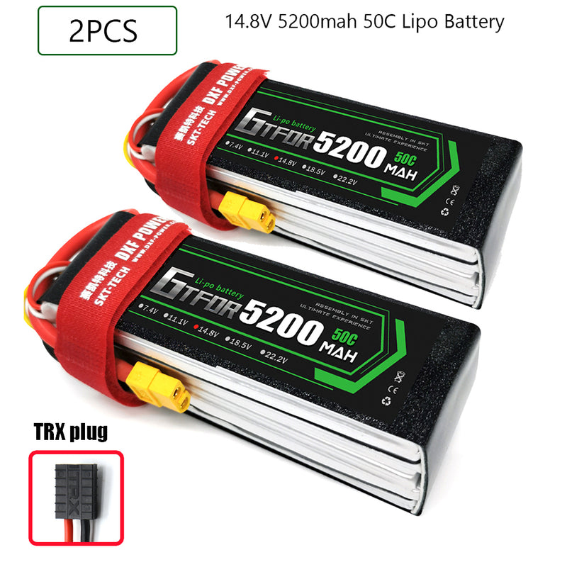 (CN)GTFDR 4S Lipo Battery 14.8V 50C 5200mAh Soft Case Battery with EC5 XT90 Connector for Car Truck Tank RC Buggy Truggy Racing Hobby