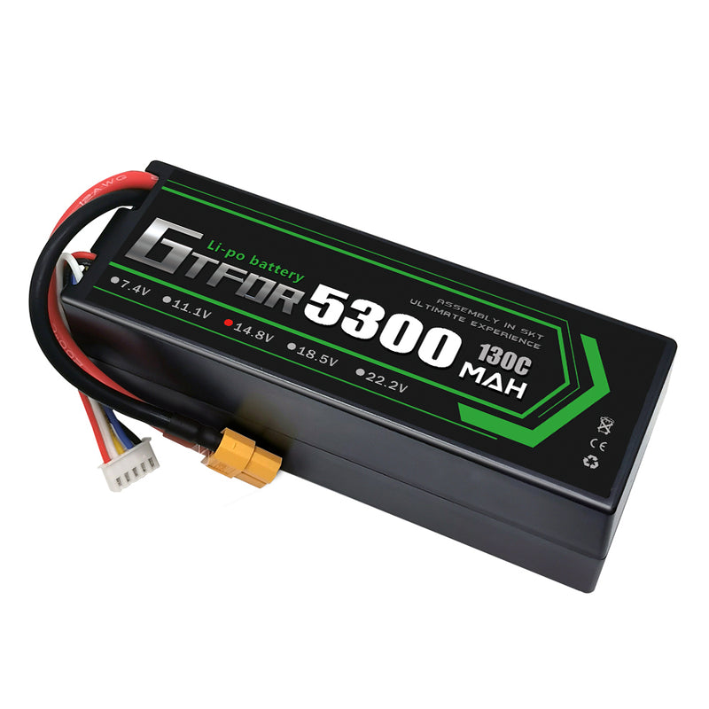 (CN)GTFDR 4S Lipo Battery 5300mAh 14.8V 130C Hardcase EC5 Plug for RC Buggy Truggy 1/10 Scale Racing Helicopters RC Car Boats