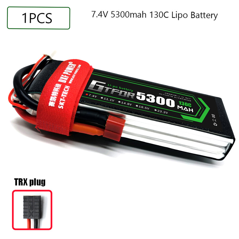 (CN)GTFDR 2S Lipo Battery 7.4V 130C 5300mAh Soft Case Battery with EC5 XT90 Connector for Car Truck Tank RC Buggy Truggy Racing Hobby