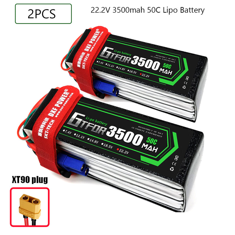 (CN)GTFDR 6S Lipo Battery 22.2V 50C 3500mAh Soft Case Battery with EC5 XT90 Connector for Car Truck Tank RC Buggy Truggy Racing Hobby