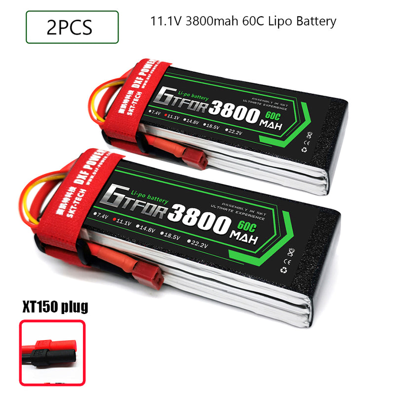 (CN)GTFDR 3S Lipo Battery 11.1V 60C 3800mAh Soft Case Battery with EC5 XT90 Connector for Car Truck Tank RC Buggy Truggy Racing Hobby