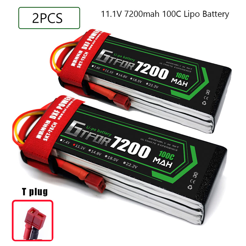 (CN)GTFDR 3S Lipo Battery 11.1V 100C7200mAh Soft Case Battery with EC5 XT90 Connector for Car Truck Tank RC Buggy Truggy Racing Hobby