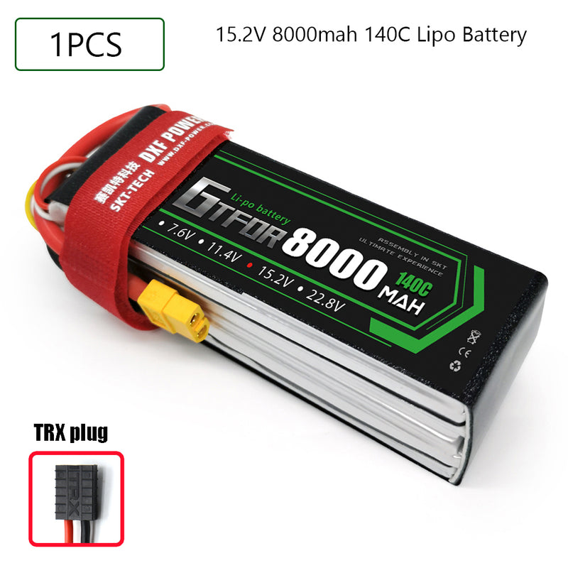 (CN)GTFDR 4S Lipo Battery 15.2V 140C 8000mAh Soft Case Battery with EC5 XT90 Connector for Car Truck Tank RC Buggy Truggy Racing Hobby