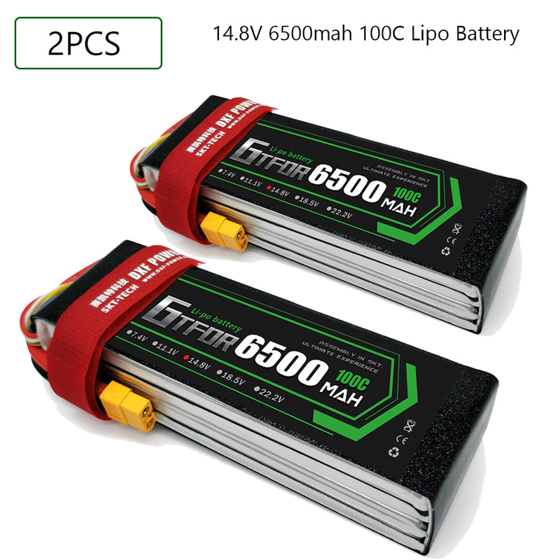 (CN)GTFDR 4S Lipo Battery 14.8V 100C 6500mAh Soft Case Battery with EC5 XT90 Connector for Car Truck Tank RC Buggy Truggy Racing Hobby