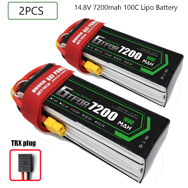 (CN)GTFDR 4S Lipo Battery 14.8V 100C7200mAh Soft Case Battery with EC5 XT90 Connector for Car Truck Tank RC Buggy Truggy Racing Hobby