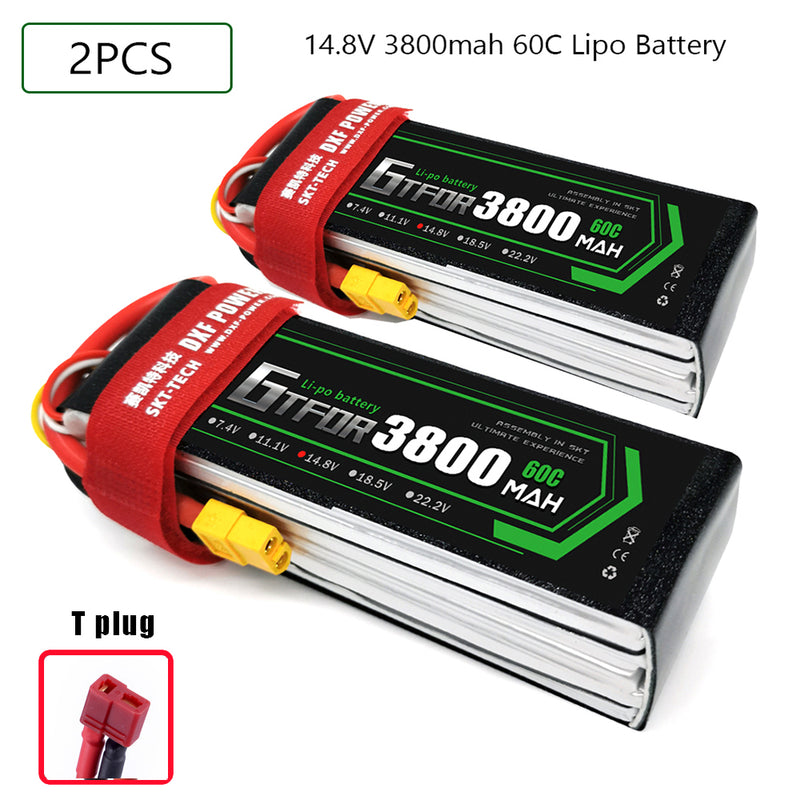 (CN)GTFDR 4S Lipo Battery 14.8V 60C 3800mAh Soft Case Battery with EC5 XT90 Connector for Car Truck Tank RC Buggy Truggy Racing Hobby