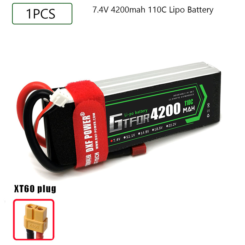 (CN)GTFDR 2S Lipo Battery 7.4V 110C 4200mAh Soft Case Battery with EC5 XT90 Connector for Car Truck Tank RC Buggy Truggy Racing Hobby