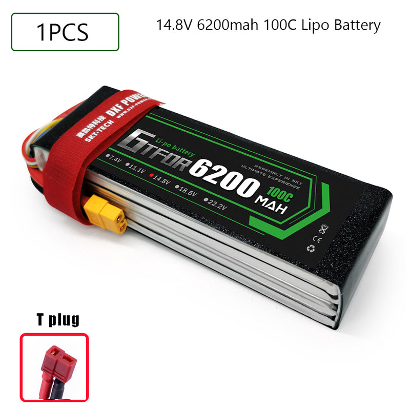 (CN)GTFDR 4S Lipo Battery 14.8V 100C 6200mAh Soft Case Battery with EC5 XT90 Connector for Car Truck Tank RC Buggy Truggy Racing Hobby