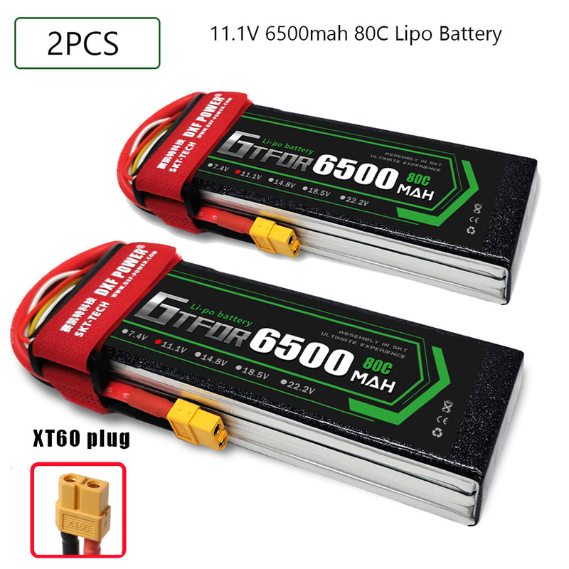 (CN)GTFDR 3S Lipo Battery 11.1V 80C 6500mAh Soft Case Battery with EC5 XT90 Connector for Car Truck Tank RC Buggy Truggy Racing Hobby