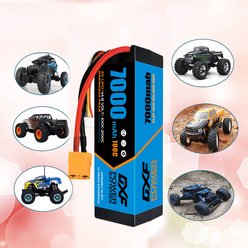 (FR)DXF Lipo-Akku 4S 14,8 V 7000 mAh 100C/200C HardCase Lipo-Akku für RC HPI HSP 1/8 1/10 Buggy RC Car Truck 