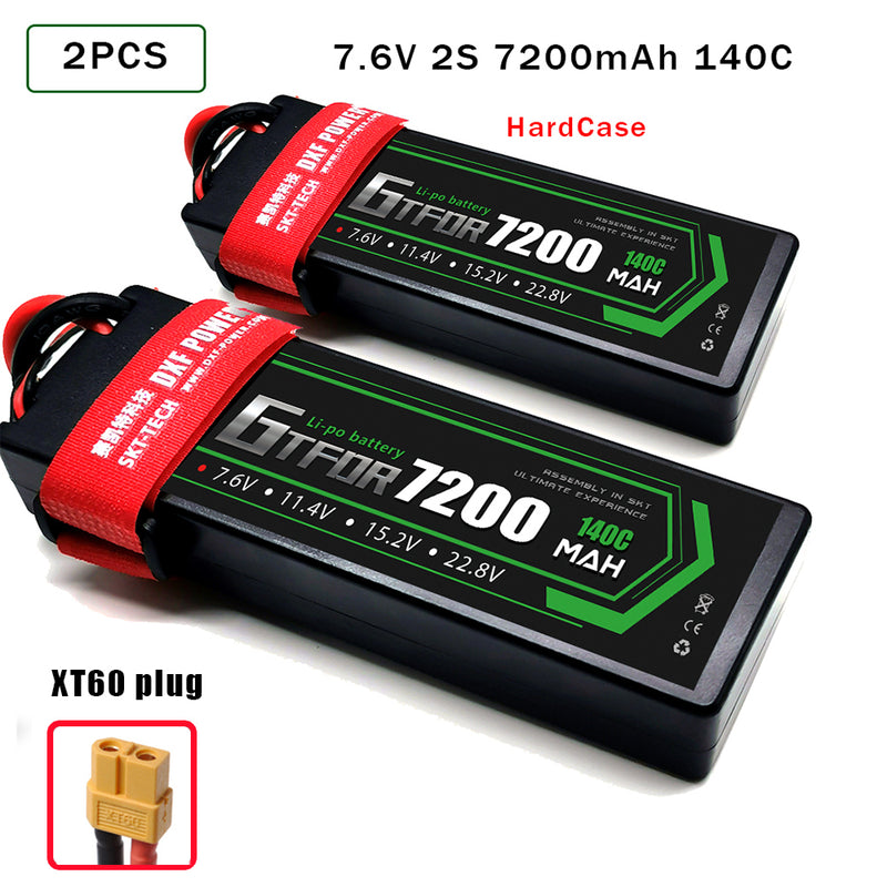 (CN)GTFDR 2S Lipo Battery 7200mAh 7.6V 140C Hardcase EC5 Plug for RC Buggy Truggy 1/10 Scale Racing Helicopters RC Car Boats