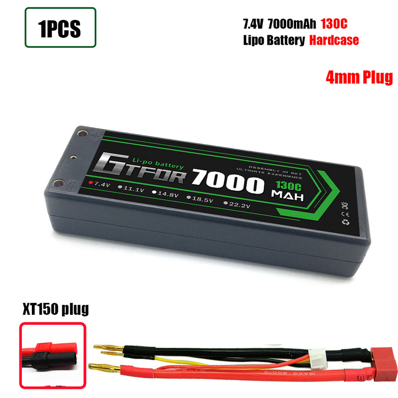 (CN)GTFDR 2S Lipo Battery 7000mAh 7.4V 130C 4mm Hardcase EC5 Plug for RC Buggy Truggy 1/10 Scale Racing Helicopters RC Car Boats