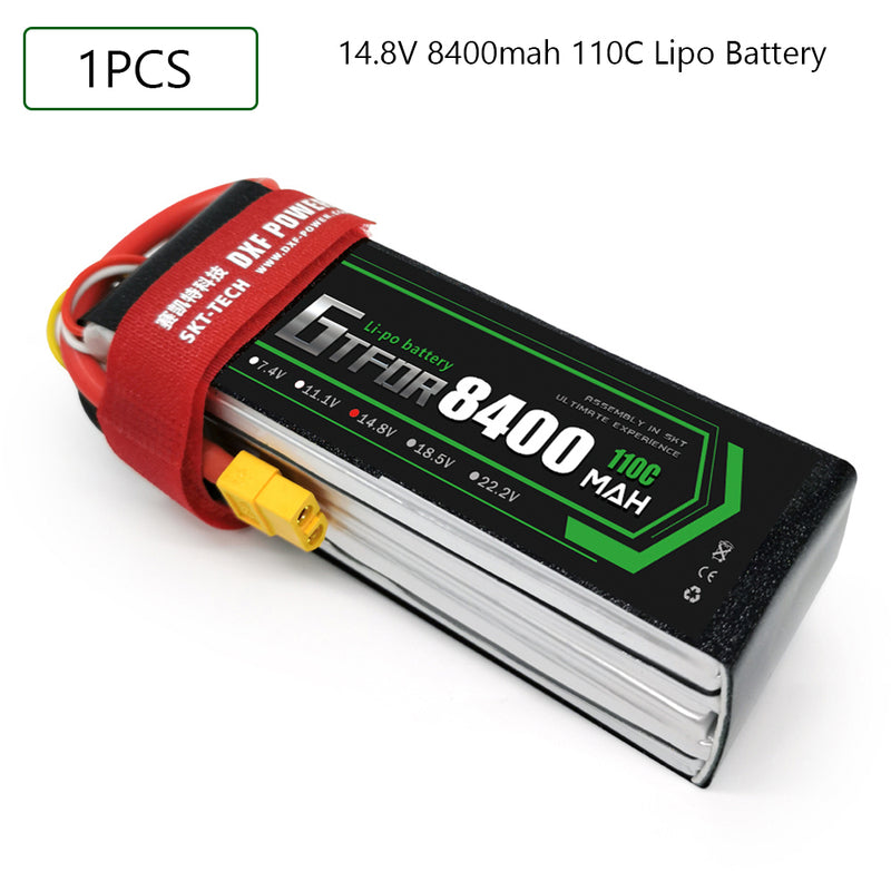 (CN)GTFDR 4S Lipo Battery 14.8V 110C 8400mAh Soft Case Battery with EC5 XT90 Connector for Car Truck Tank RC Buggy Truggy Racing Hobby