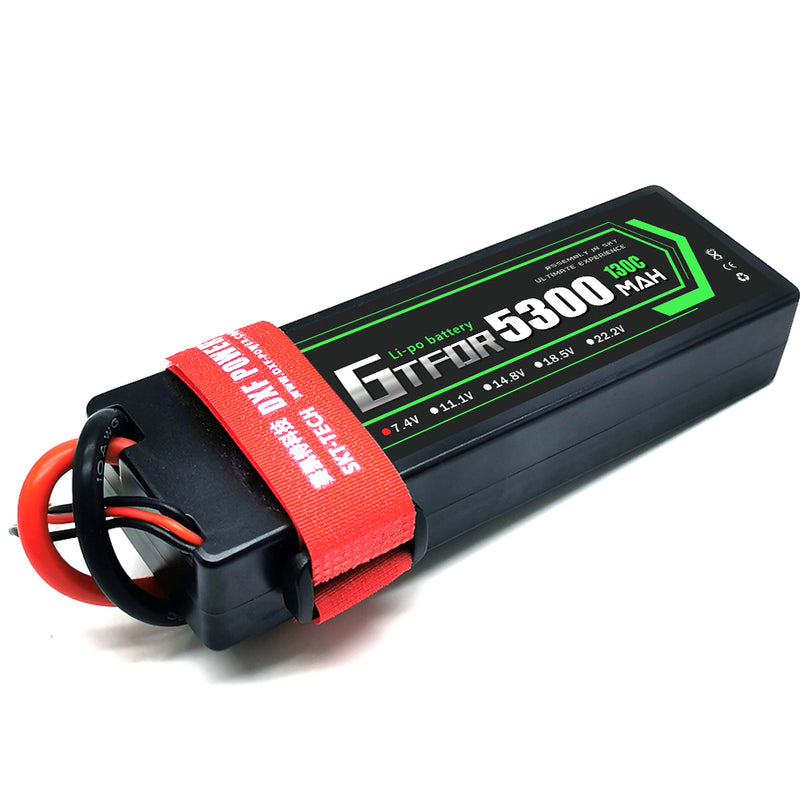 (CN) GTFDR 2S 7.4V Lipo Battery 130C 5300mAh for RC 1/10 1/8 Vehicles Car Truck Tank Truggy Competition Racing Hobby