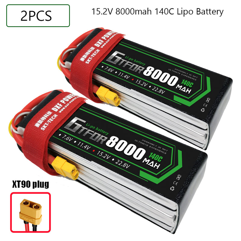 (CN)GTFDR 4S Lipo Battery 15.2V 140C 8000mAh Soft Case Battery with EC5 XT90 Connector for Car Truck Tank RC Buggy Truggy Racing Hobby