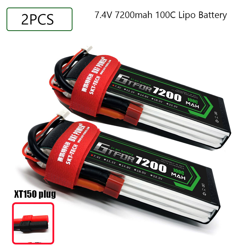 (CN)GTFDR 2S Lipo Battery 7.4V 100C7200mAh Soft Case Battery with EC5 XT90 Connector for Car Truck Tank RC Buggy Truggy Racing Hobby