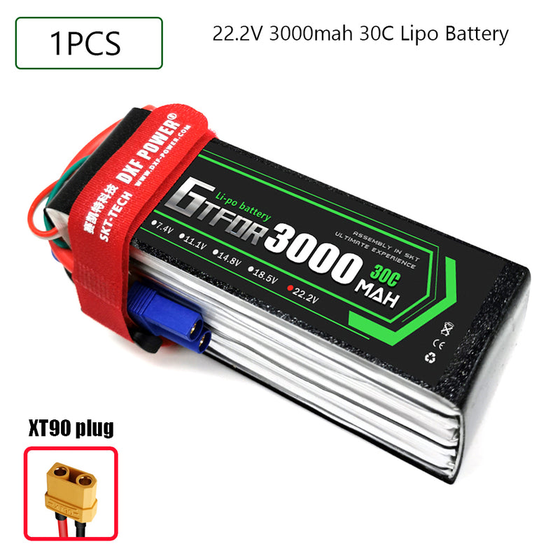 (CN)GTFDR 6S Lipo Battery 22.2V 30C 3000mAh Soft Case Battery with EC5 XT90 Connector for Car Truck Tank RC Buggy Truggy Racing Hobby